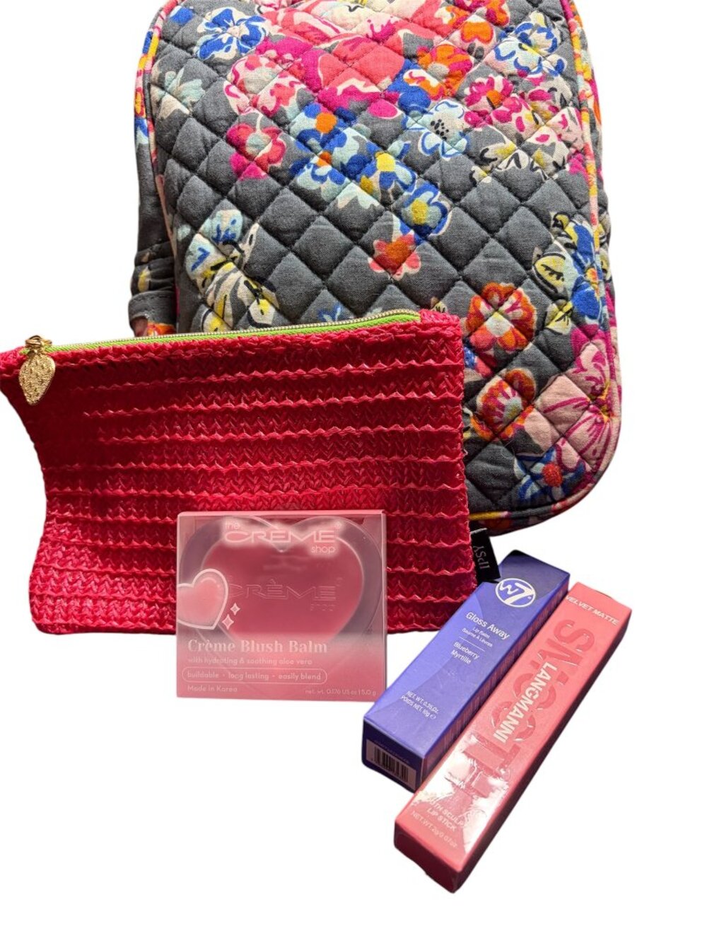 VERA BRADLEY QUILTED ZIPPER BAG WITH GOODIES